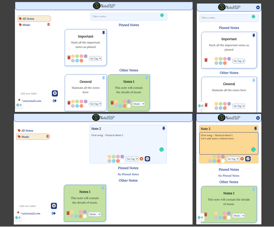 NoteSUP - Personal notes application screenshot